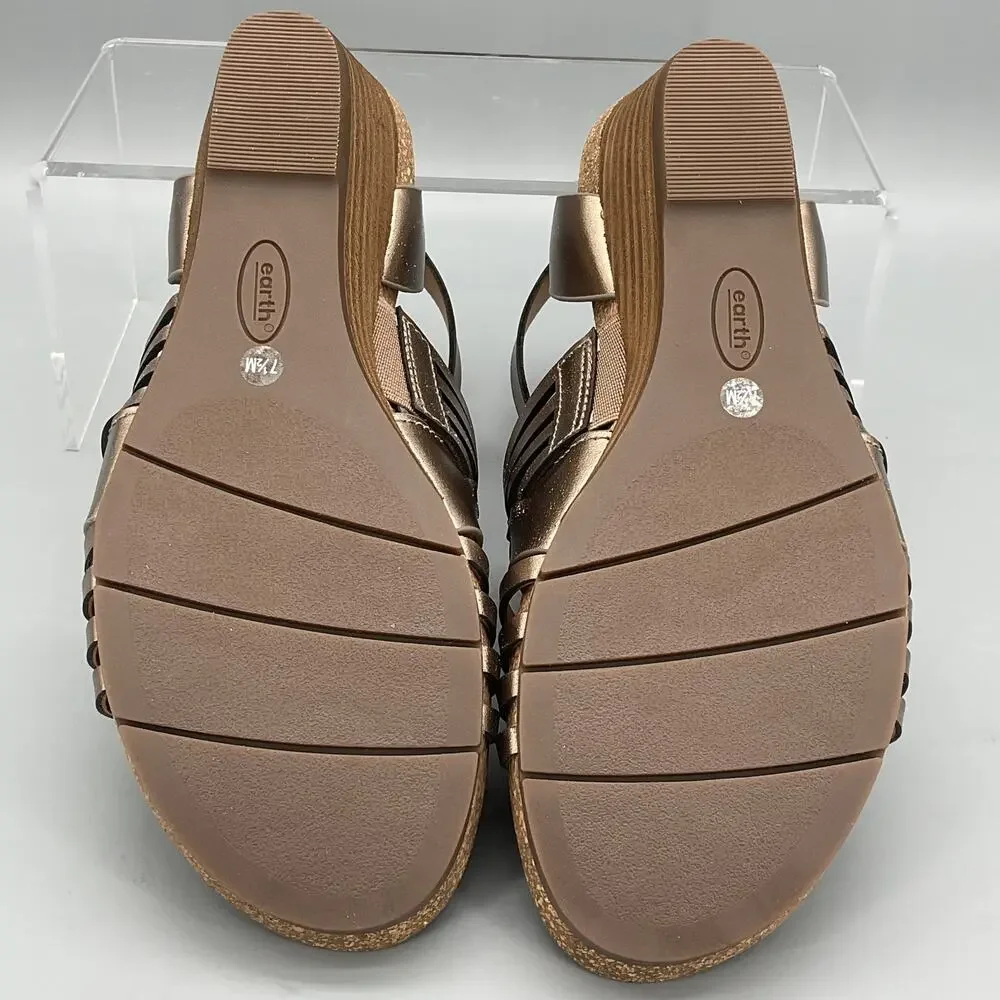 NEW earth Women’s Hattie Fisherman Wedge Sandals Pewter Size 7.5M